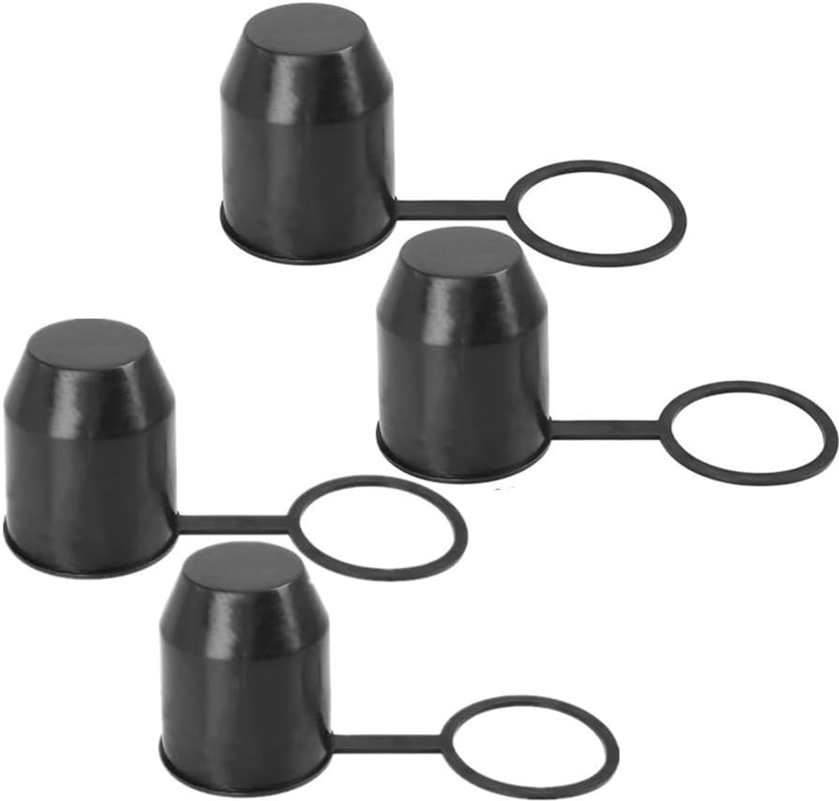 4 stuks beschermkap, zwart, trekhaak, afdekdop, stofdicht en waterdicht, universele kogelafdekking voor camper, auto, aanhanger, kogelhoofdbescherming