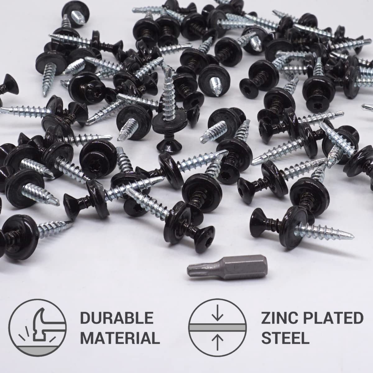 (250 stuks) Metalen dakschroeven, 4,8 x 35 mm geschilderde zelfborende schroeven met EPDM-ringen, Torx-kop (Jet Black RAL 9005)