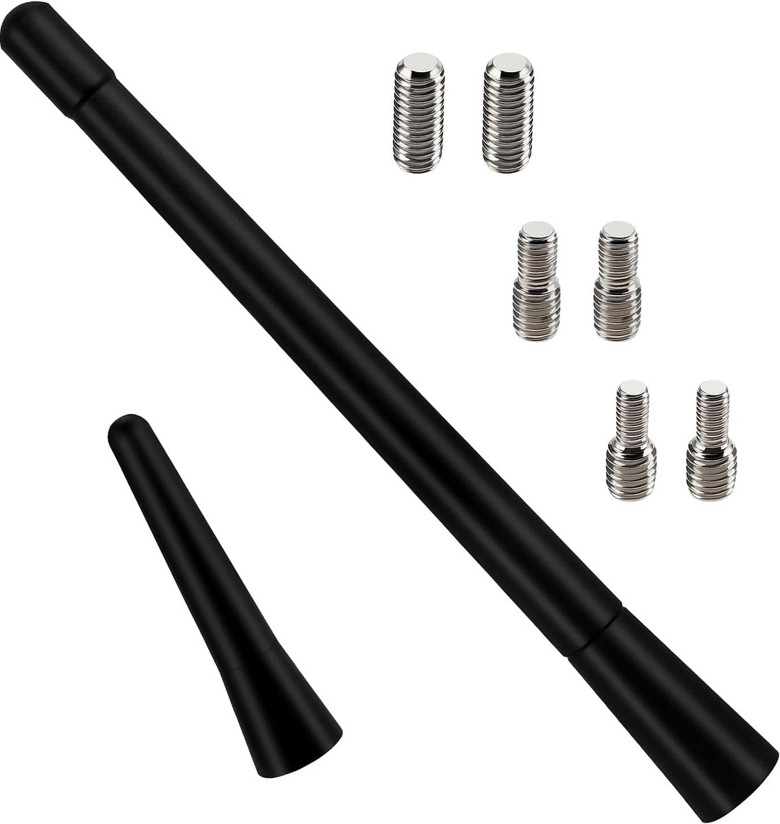 2 Stuks Auto Antenne, FM DAB Dakantenne Auto, Auto Antenne Kort Universeel, met 6 Schroeven (M4, M5, M6), voor FM/AM Radio Ontvangst (17.5 + 6.5cm)