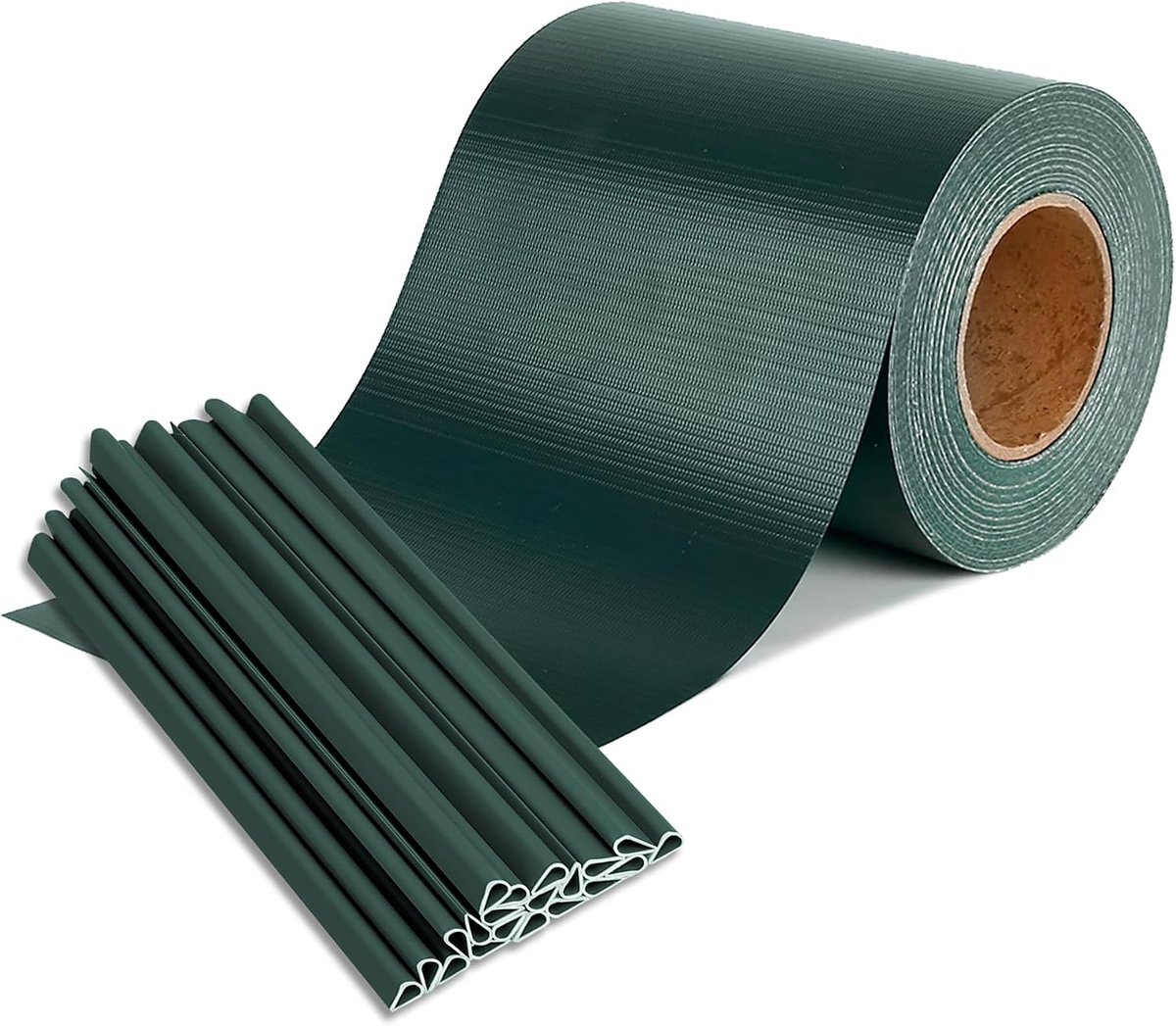 Privacyfolie, groen, pvc, zichtwerende folie met 30 clips, inkijkbescherming, omheining, rol, ondoorzichtig, dubbelstaafmattenhek, inkijkbescherming, windscherm, voor tuinhek, balkon, 70 m x 19 cm