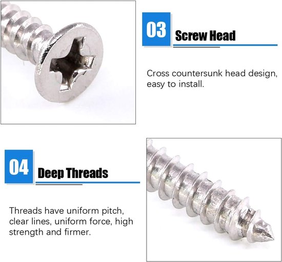 35-delige 4,1 cm/ 6,1 cm/ 10,2 cm roestvrijstalen platte rechte haakbeugels voor montage en reparatie, inclusief 80 stuks schroeven, totaal 115 stuks, zilver — afbeelding 3