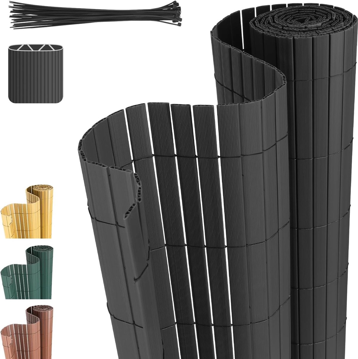 pvc, inkijkbescherming, uv-bestendig, schimmelvrij en onderhoudsvriendelijk, versterkt sterke privacy voor tuin, balkon, terras, 0,9 x 3 m