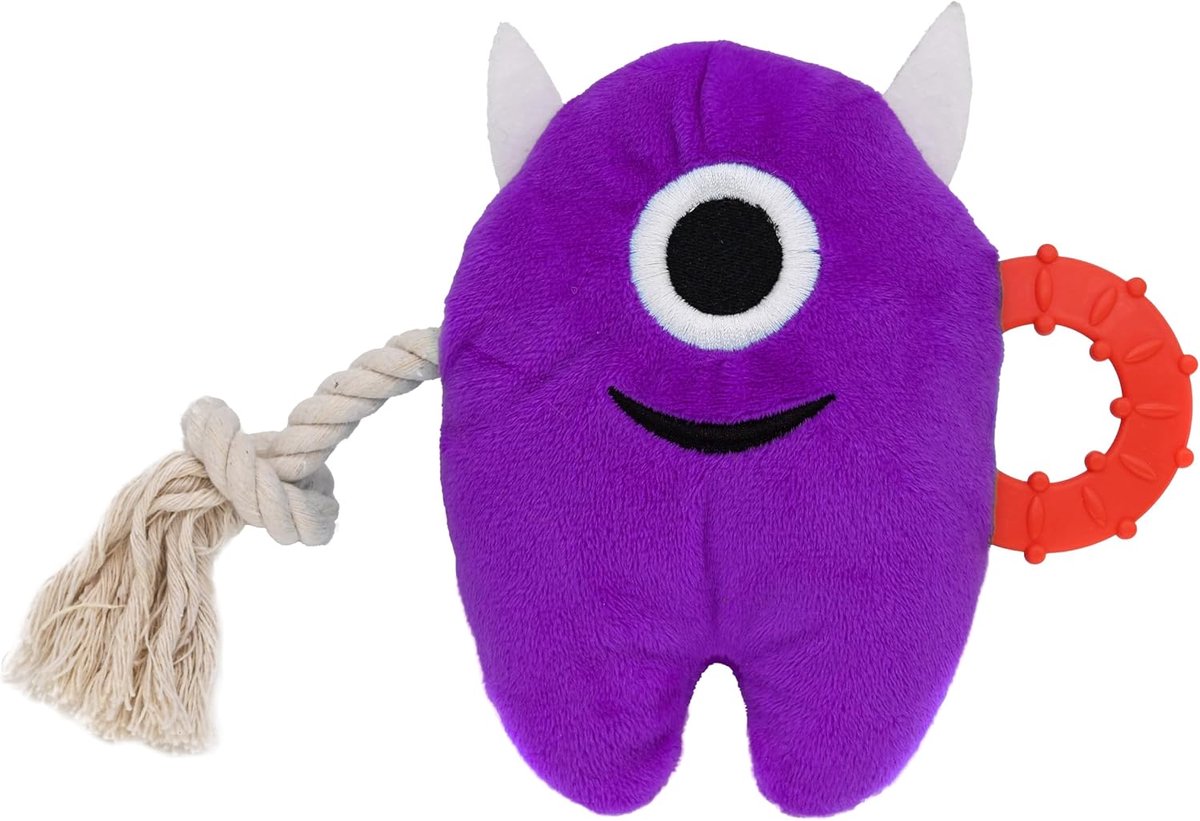 Kauwspeelgoed voor grote honden, gevuld pluche duurzaam touwtrekken voor monsterspeelgoed van kleine, middelgrote en grote rassen (paars)