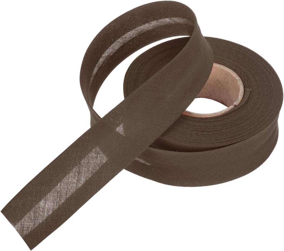 25 mm enkele biasband van polyester, continu volume voor naaien, zomen, binden, handwerk (bruin 3,5 m)