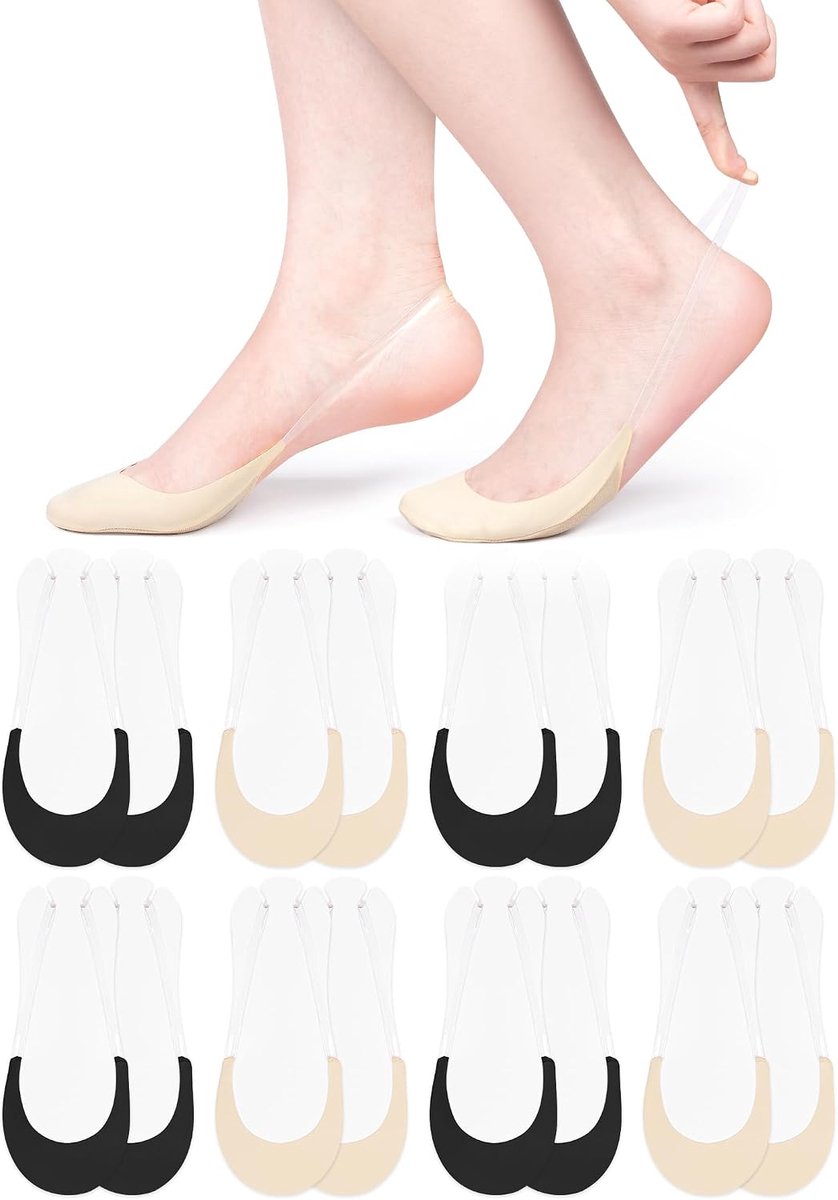 Sokken voor dames, antislip, voetbescherming, sokken met transparante TPU sling voor pumps en hakken