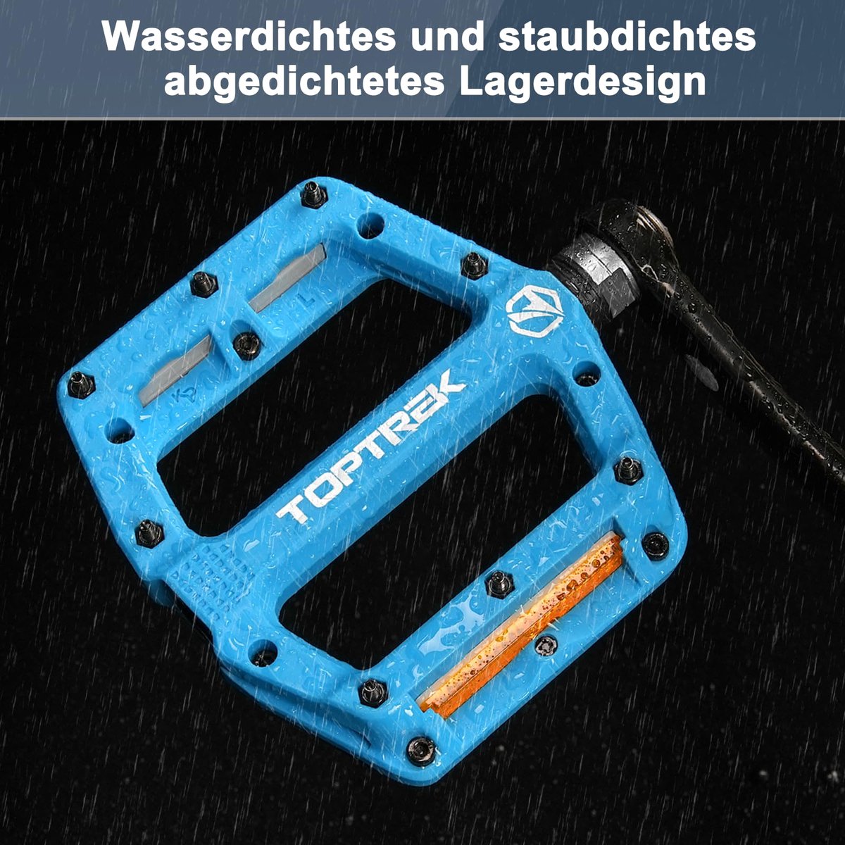 SnelShoppen - Fietspedalen met StVZO-reflectoren, platte nylon composiet pedalen, antislip, 3 lagers, 9/16 inch set voor racefiets, mountainbike, trek – foto 4