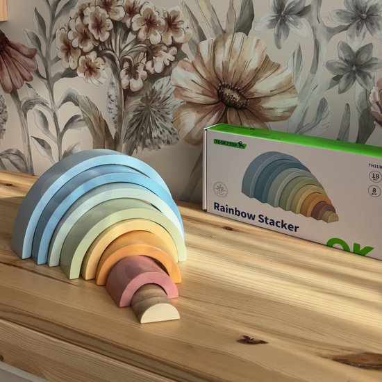 Tooky Toy Houten Regenboog Stapelaar - FSC mixed - Montessori Speelgoed van Tooky Toy — afbeelding 4