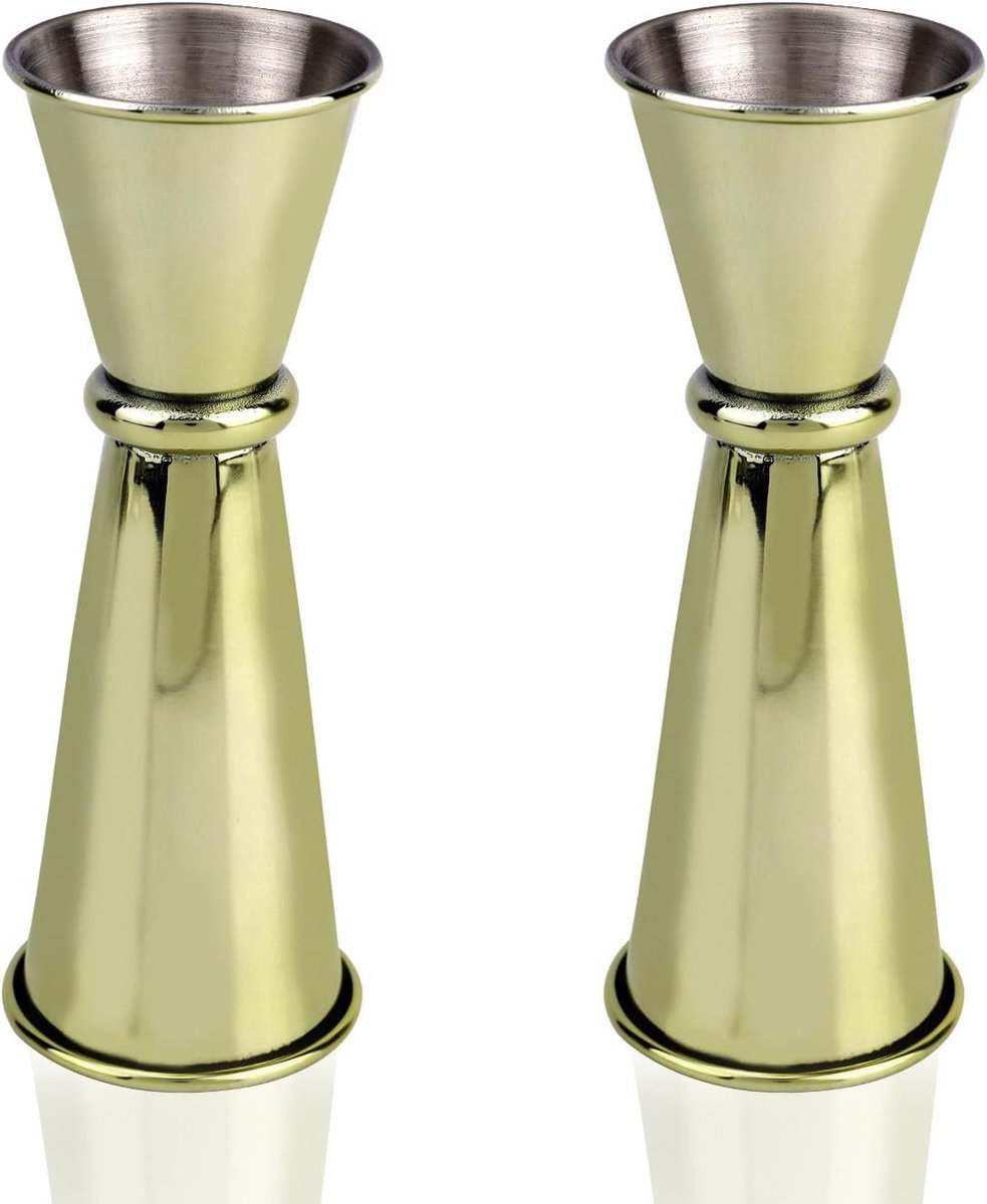 SnelShoppen - 2 Stuks 60ml & 30ml Dubbel Jigger voor Bartending, Roestvrij Staal Cocktail Maatbeker, Dubbele Shot Maat Jiggers voor Thuisbar en Barman