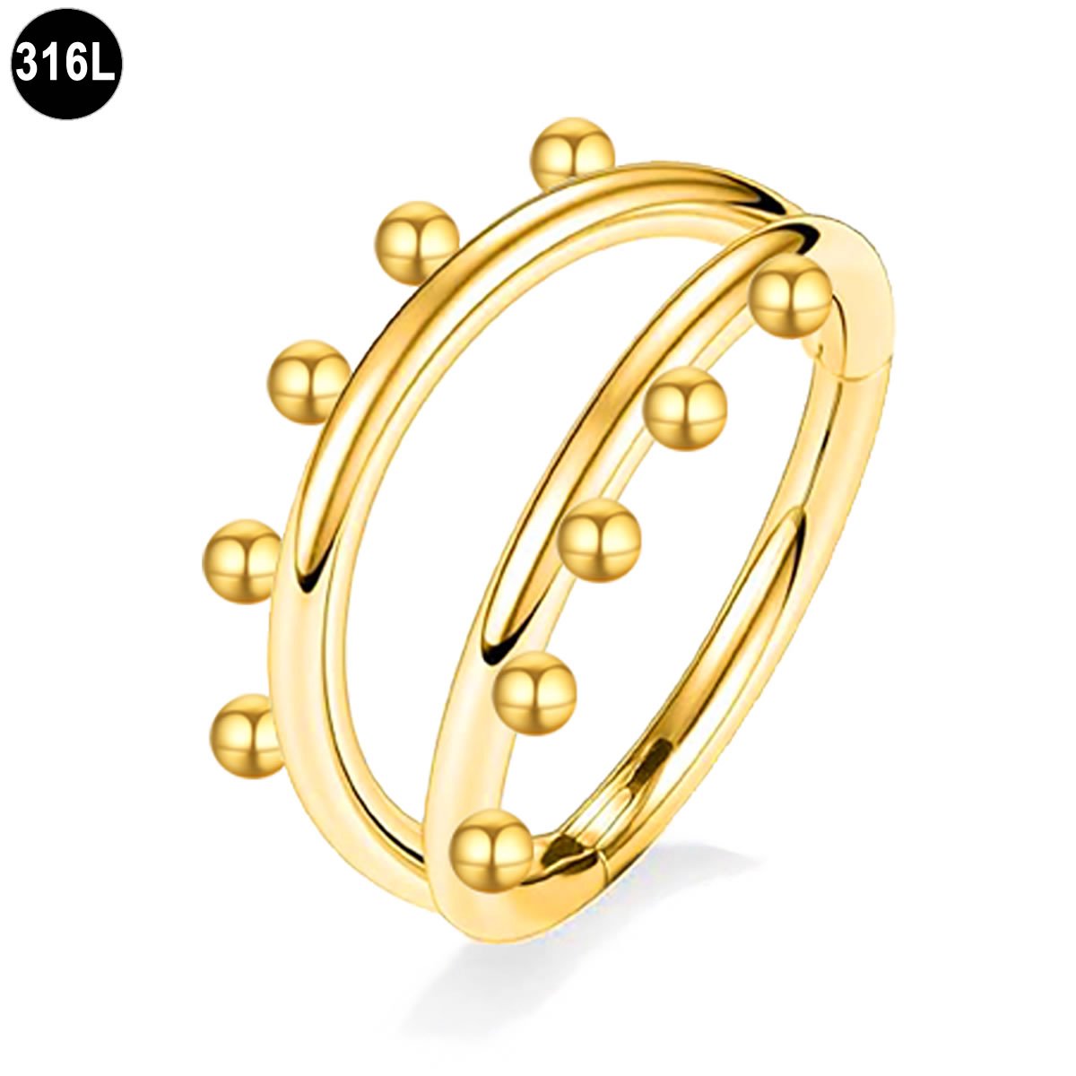 Segment Ring Piercing - 1.2 x 8mm – Helix Clicker met Balletjes – 316L Chirurgisch Staal