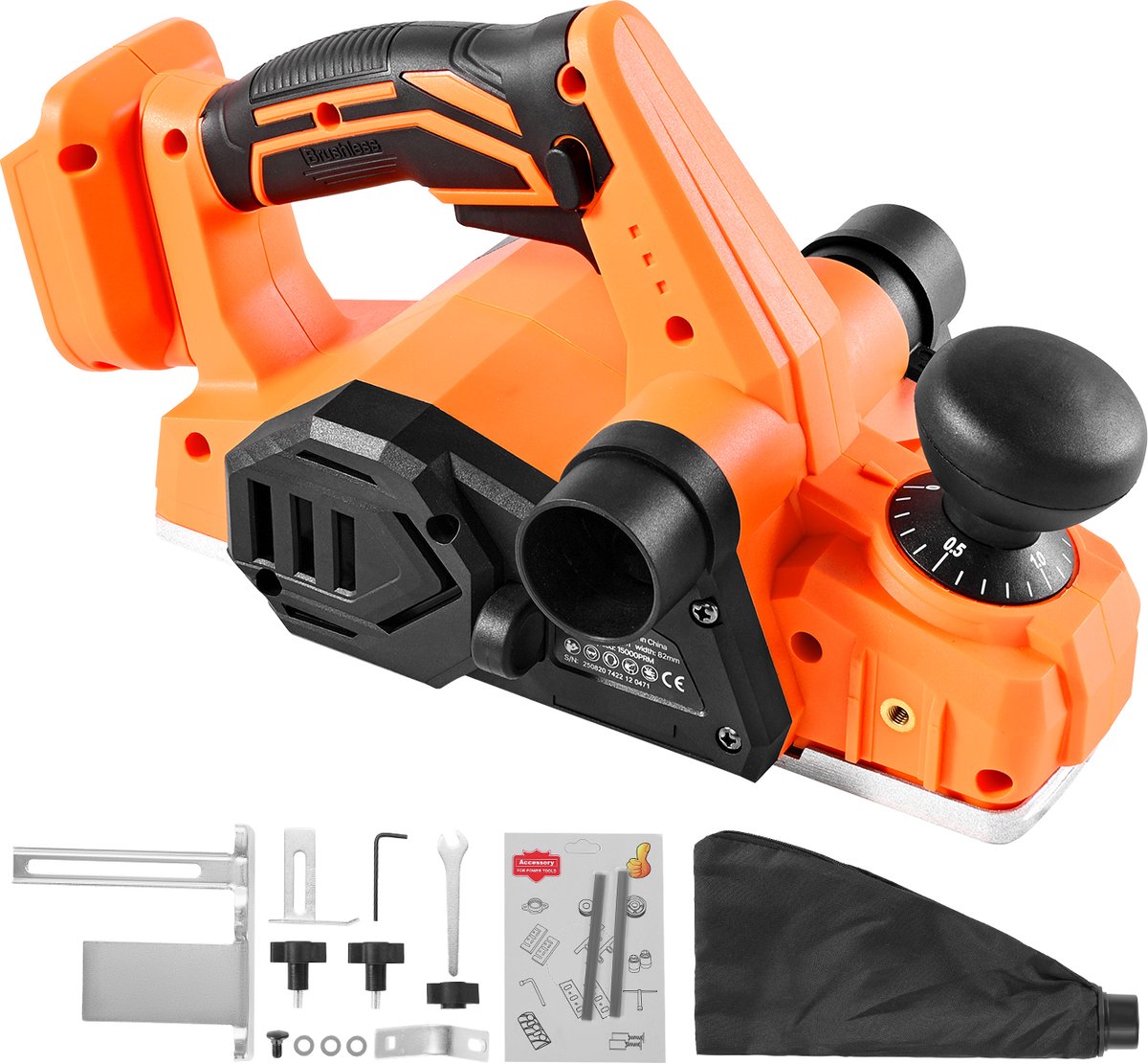 Accu-Schaafmachine, 82 mm Snijbreedte, 15000 TPM, Elektrische Schaafmachine voor Houtbewerking met Borstelloze Motor, Instelbare Snijdiepte, Compatibel met 18v Accu (Alleen Gereedschap)
