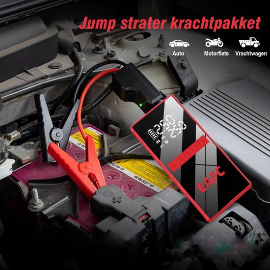 EAFC 4000A Autostartaccu met Bandenpomp – Draagbare Luchtcompressor 20000mAh, 150PSI, Snel opladen voor Benzine-motoren tot 6.0L en Diesel-motoren tot 4.0L - Sinterklaas cadeau auto — afbeelding 3