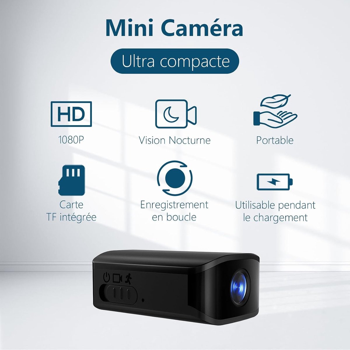 Mini-camera - Wit - Compact formaat - HD-bewakingscamera met Bewegingsdetectie - Voor Binnengebruik