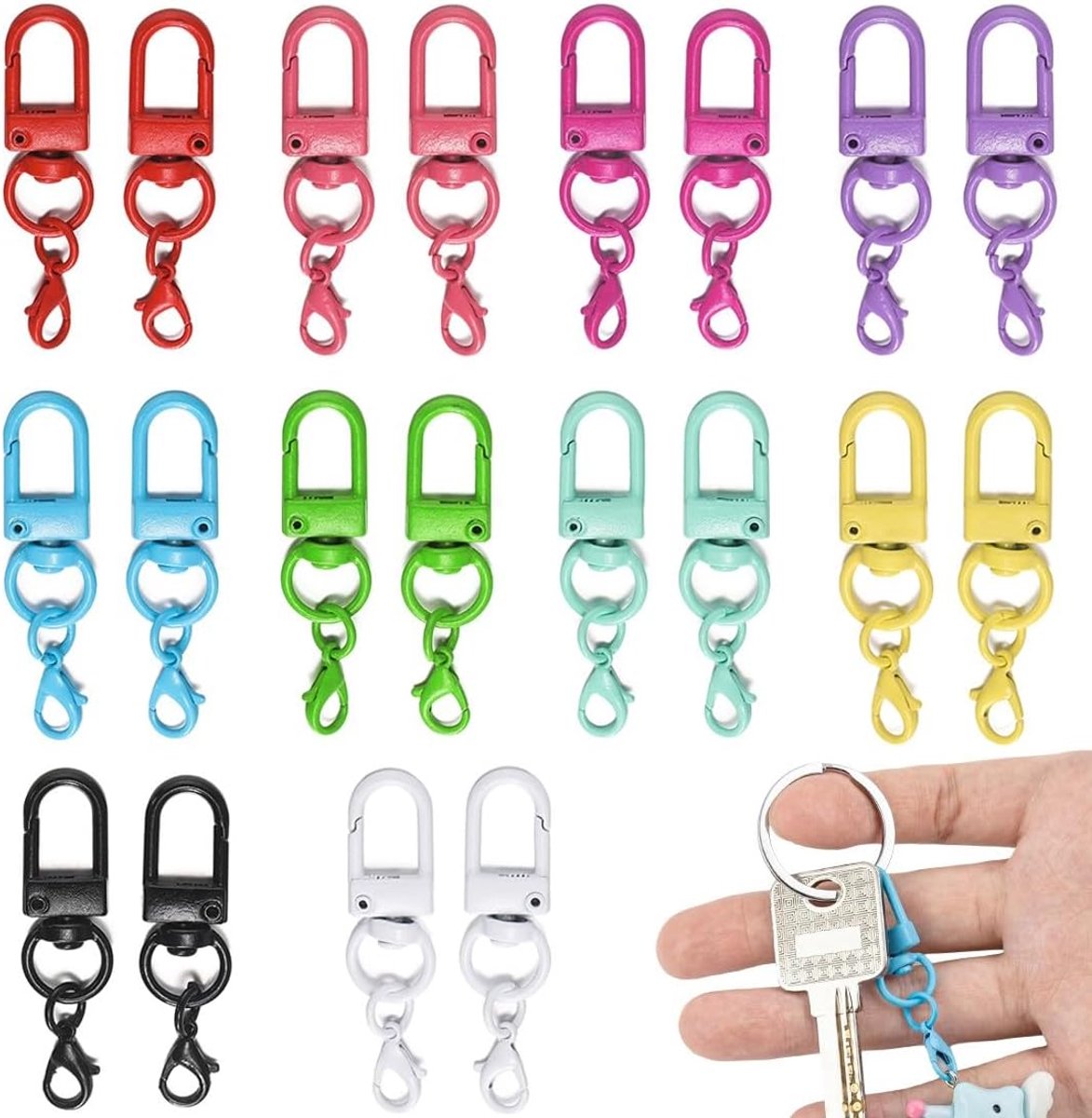 Lobster clasps 20 stuks - kleurrijke haken - ideaal voor sleutels en accessoires - SnelShoppen