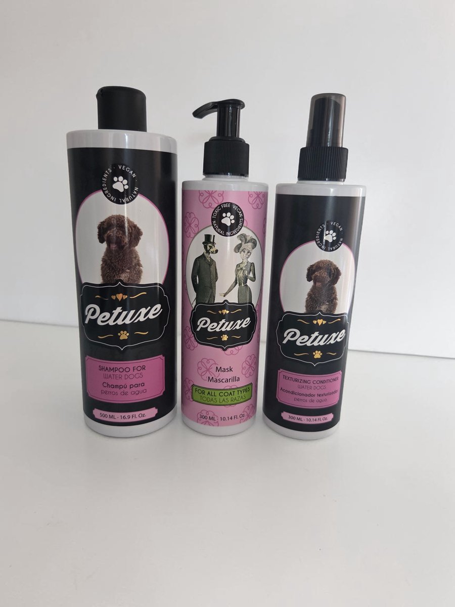 Petuxe Doodle Pakket Deluxe – Shampoo 500 ml, Conditioner Spray 300 ml & Mask 300 ml – Verzorgingsset voor Doodle Vacht