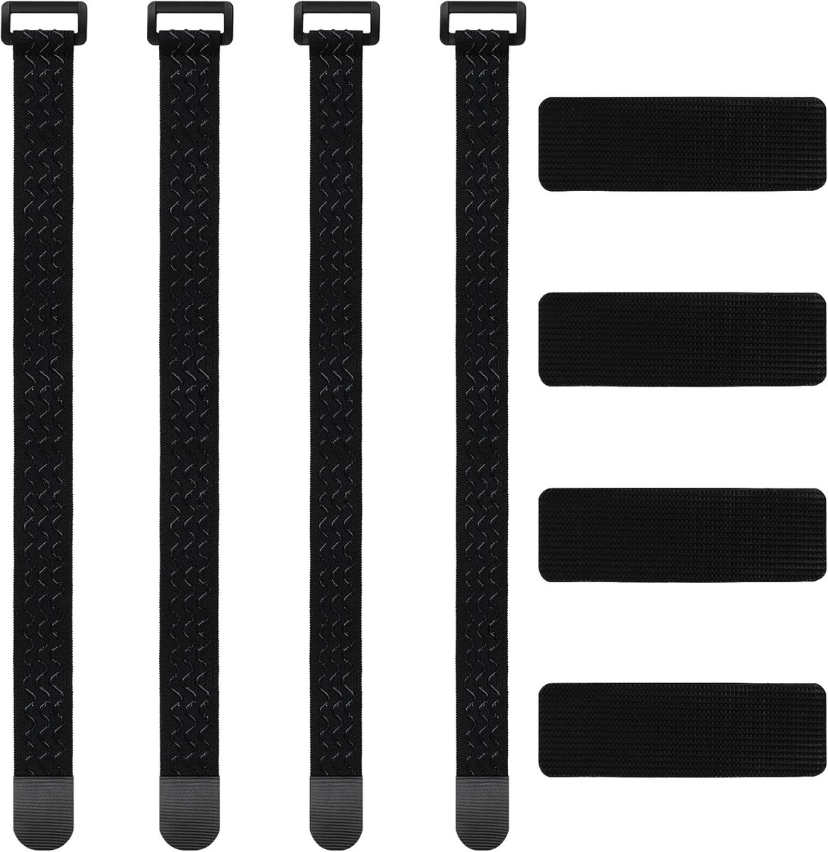 Elastische Riemen - Zwart - 2,5 x 40 cm en 3 x 40 cm - Duurzaam Klittenband met Anti-Slip - Voor Organisatie en Bevestiging
