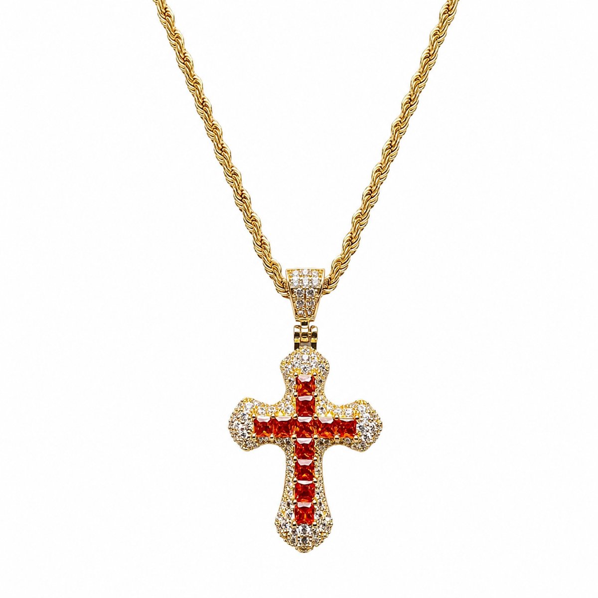 Helin Life Klassieke ketting-Kruisketting met zirkonia - Modieuze trend voor mannen en vrouwen - Veelzijdige Cubaanse ketting met bijpassende hanger voor koppels