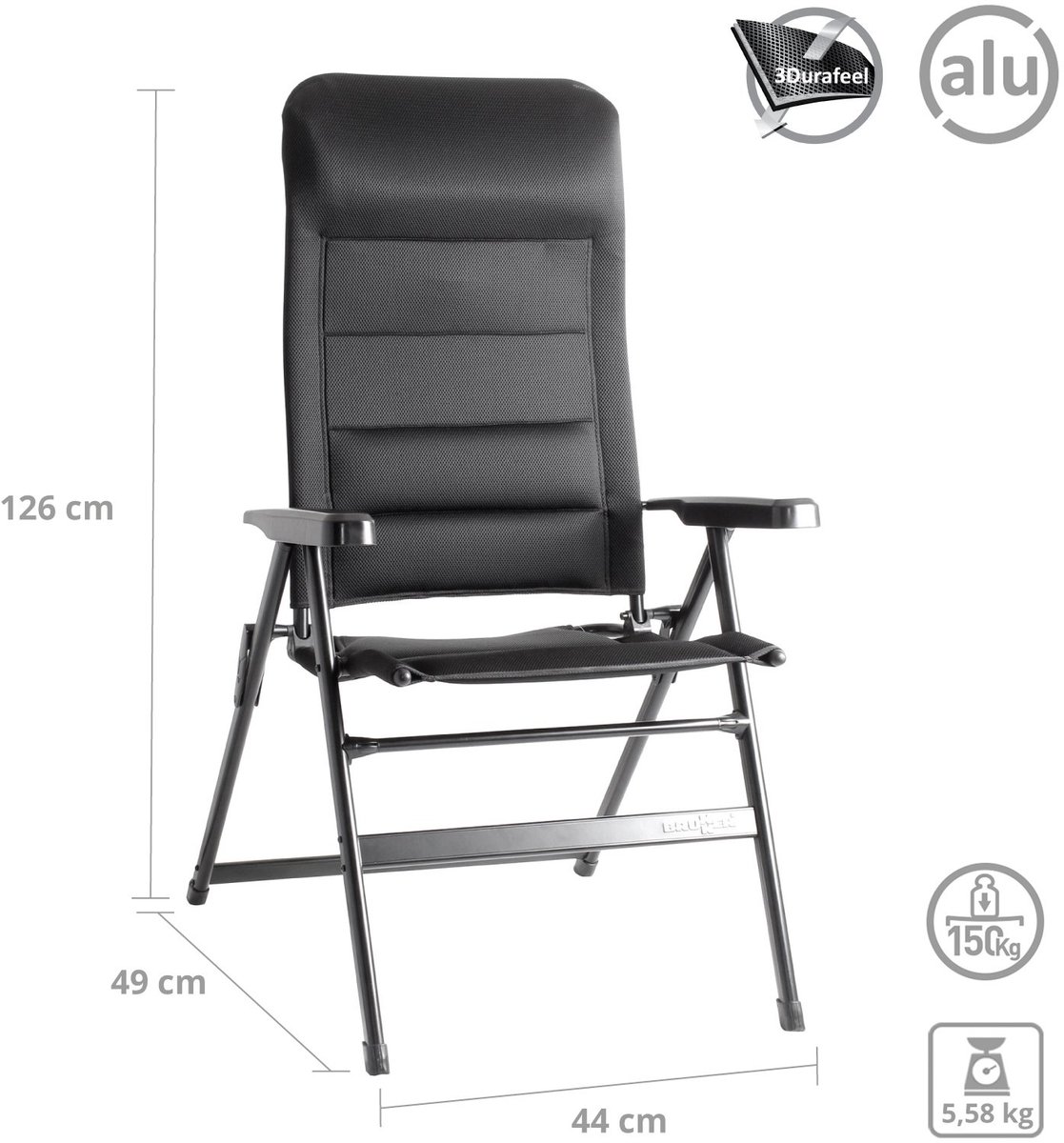 Brunner Aravel Folding Chair 3D Large - vouwstoel zwart