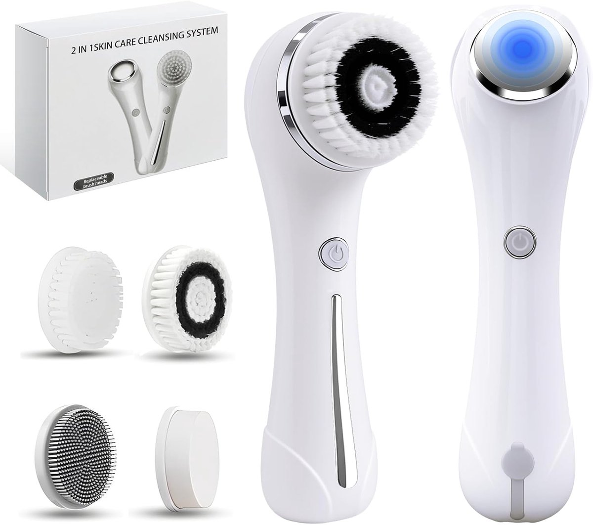 Elektrische Gezichtsreinigingsborstel met Massagefunctie - IPX7 Waterdicht - 4 Opzetborstels - 2 Snelheidsstanden - USB Oplaadbaar