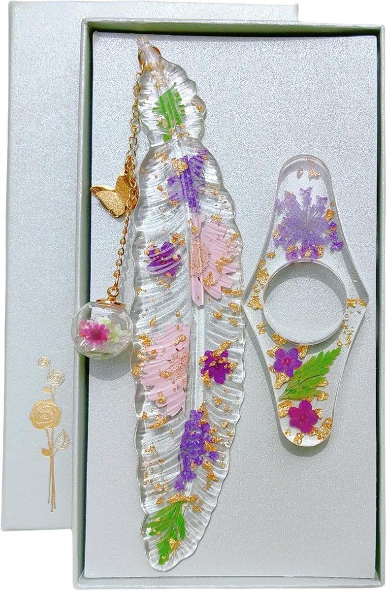 bladwijzer boekenlegger vrouwen cadeau, geperste bloemen hars bladwijzers, leesaccessoire voor leraren, boekenwurmen, meisjes, moeders, grootmoeders