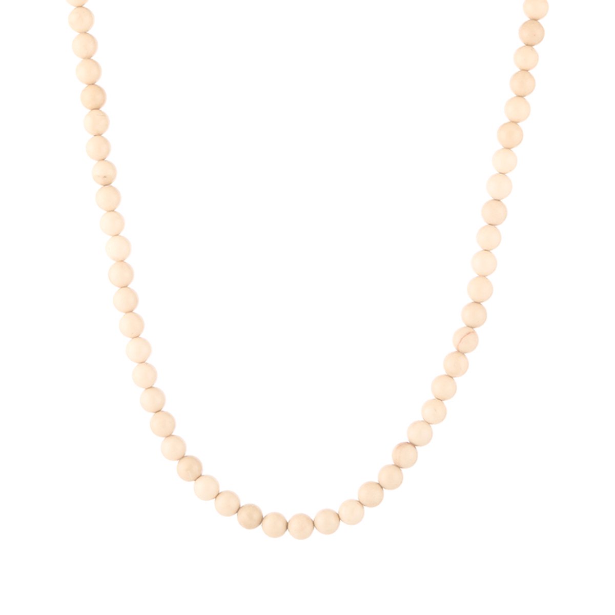 Delicate Natural Beaded Gemstone Choker Necklace – Luxe Fijne Natuurstenen Kralen Ketting – RVS - Beige