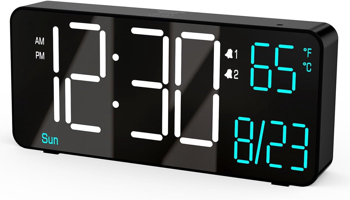 Digitale wekker 6,7 inch - Multifunctioneel display - Automatische dimming - Perfect voor slaapkamer - SnelShoppen