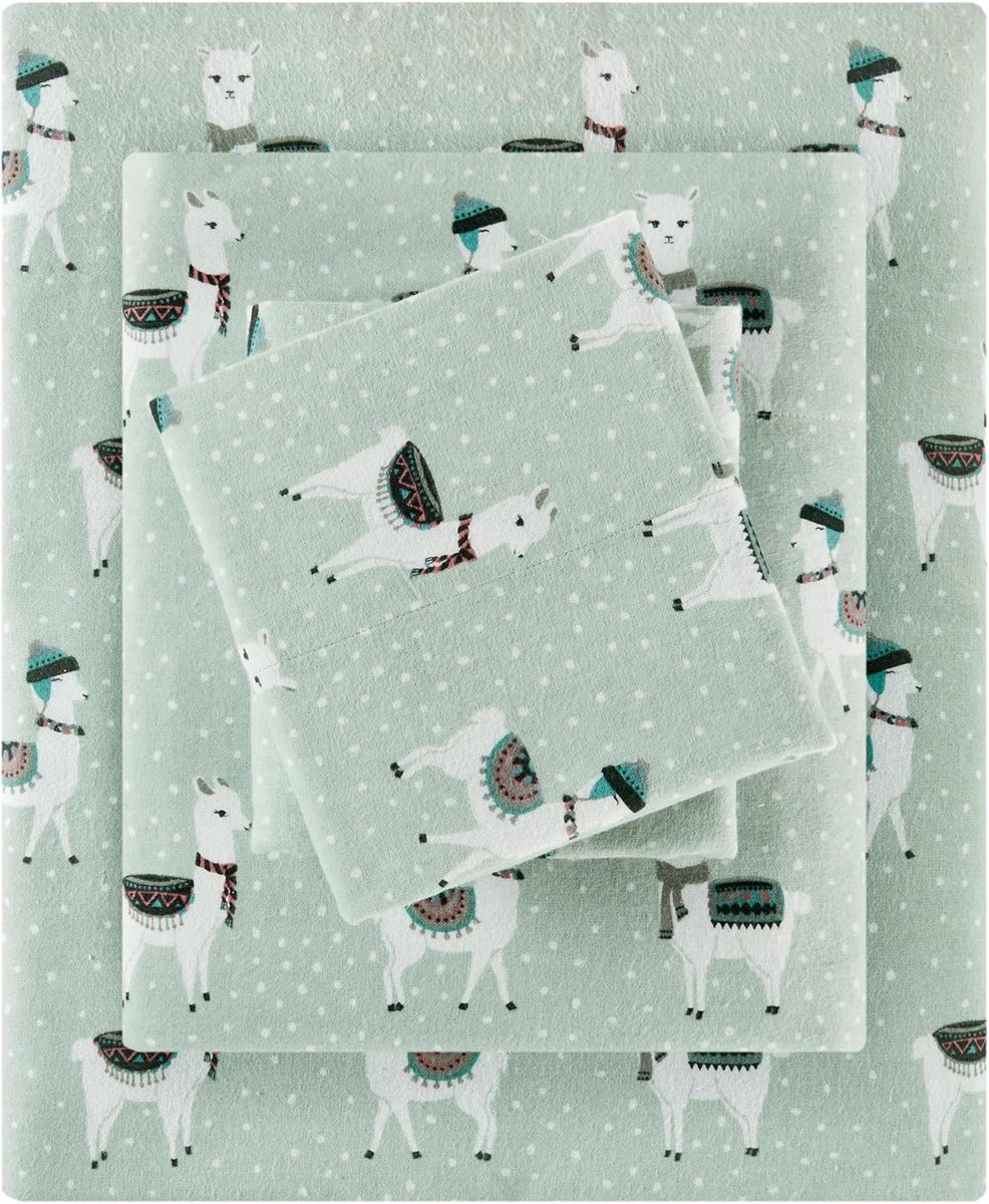 Gezellig Flanel Warm Katoenen Laken Set met Dieren en Sterrenprint - 3-delig - Twin XL