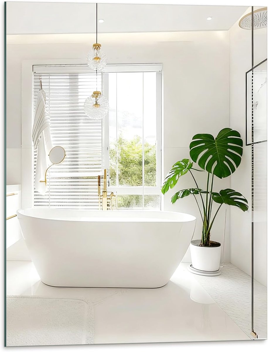 Badkamer Spiegel 50 × 40 cm - Tegellijm Wandspiegel - Frameloos Decoratief - Ideaal voor Woonkamer - SnelShoppen