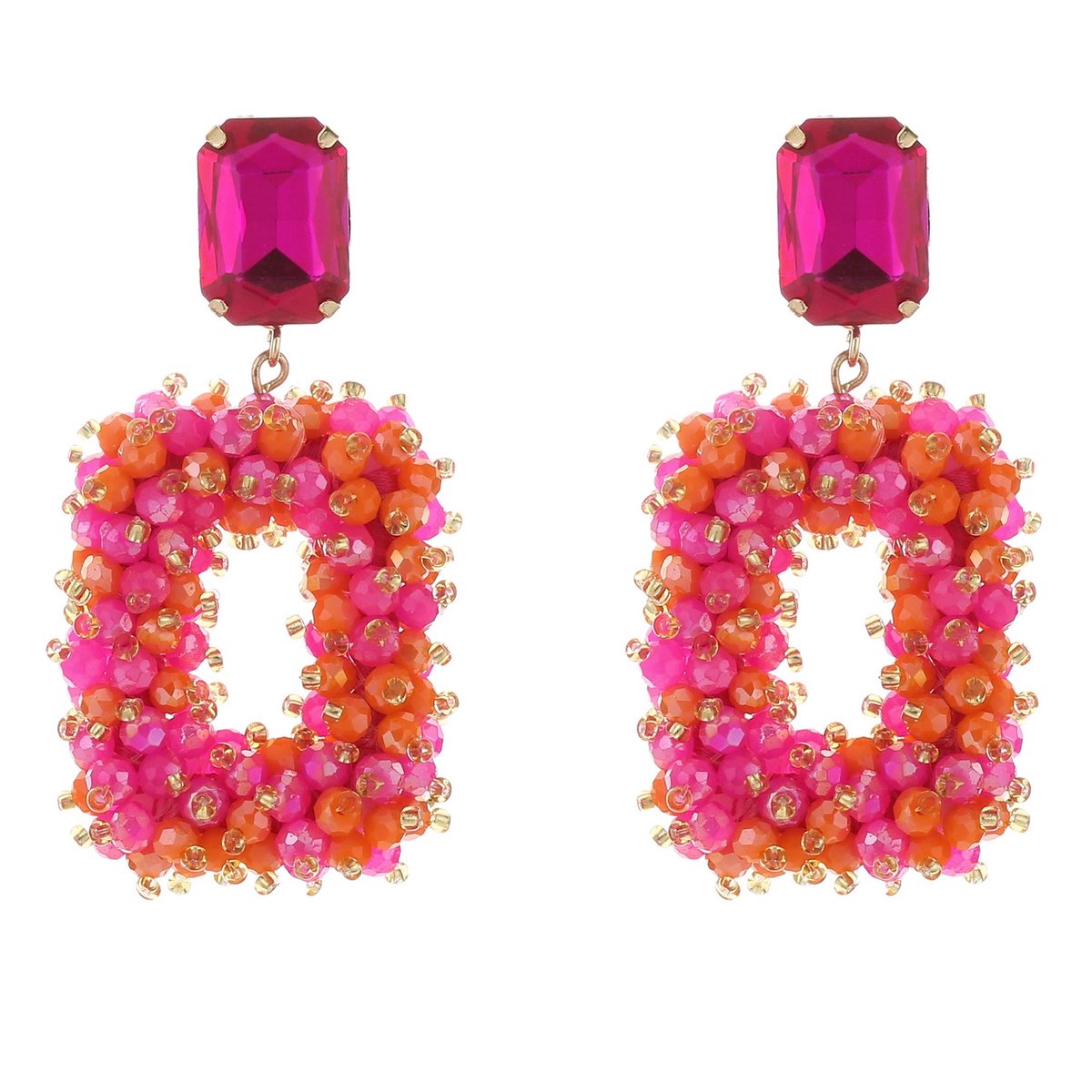 Michelle Bijou Oorbellen Statement fuchsia