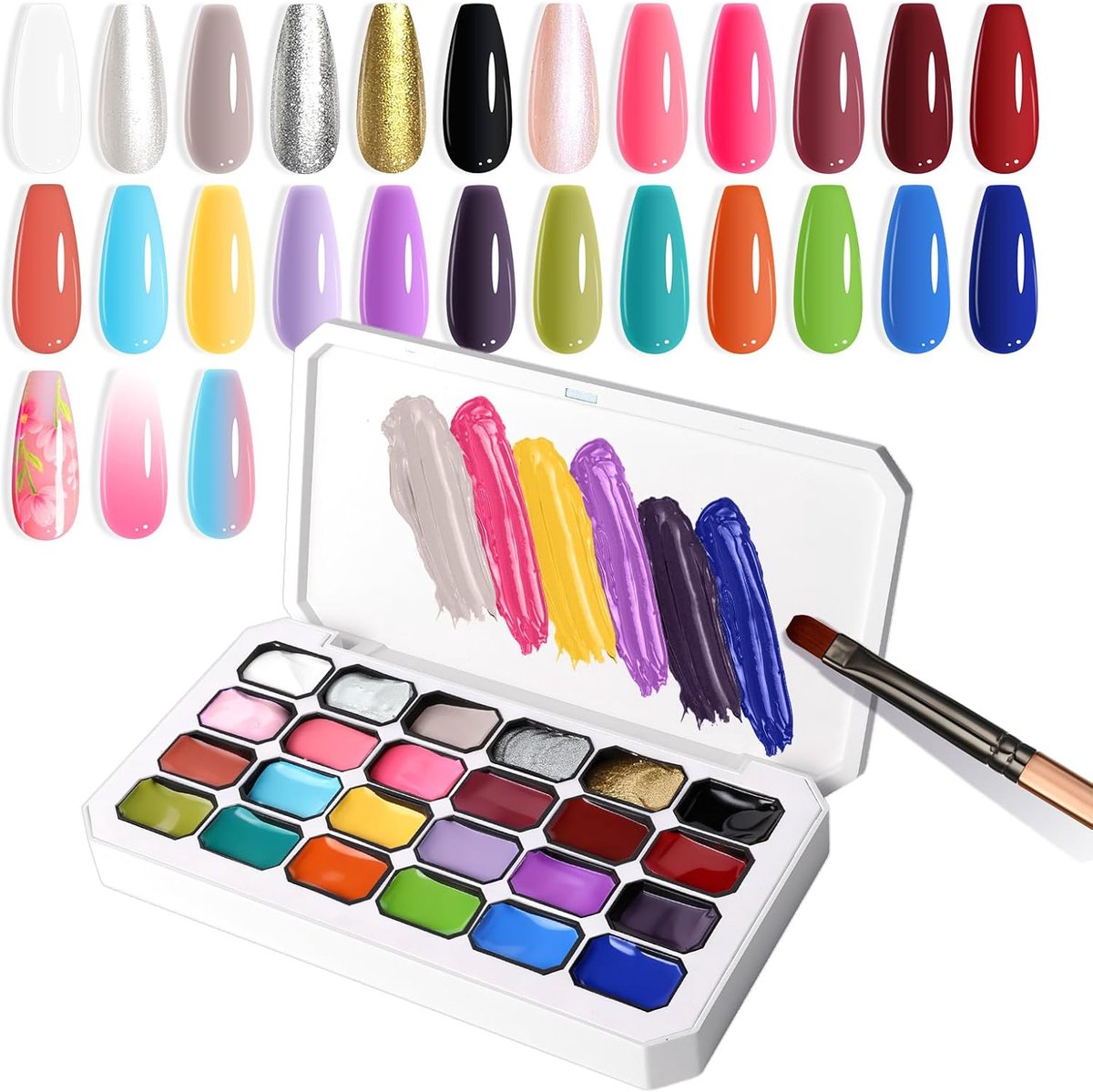 SnelShoppen - 24 Kleuren Gradient Verf Gel voor Franse Manicure DIY, Palette A, Professioneel Nagelproduct voor Thuisgebruik, Perfect voor Feestjes en