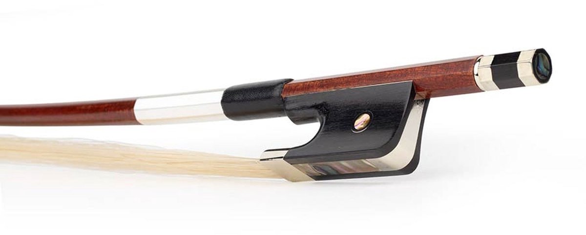 ELS FBDF-5034-W french d. bass bow, 3/4, carbon fiber/wood layered, round, ebony frog, parisian eye, nickel mounted