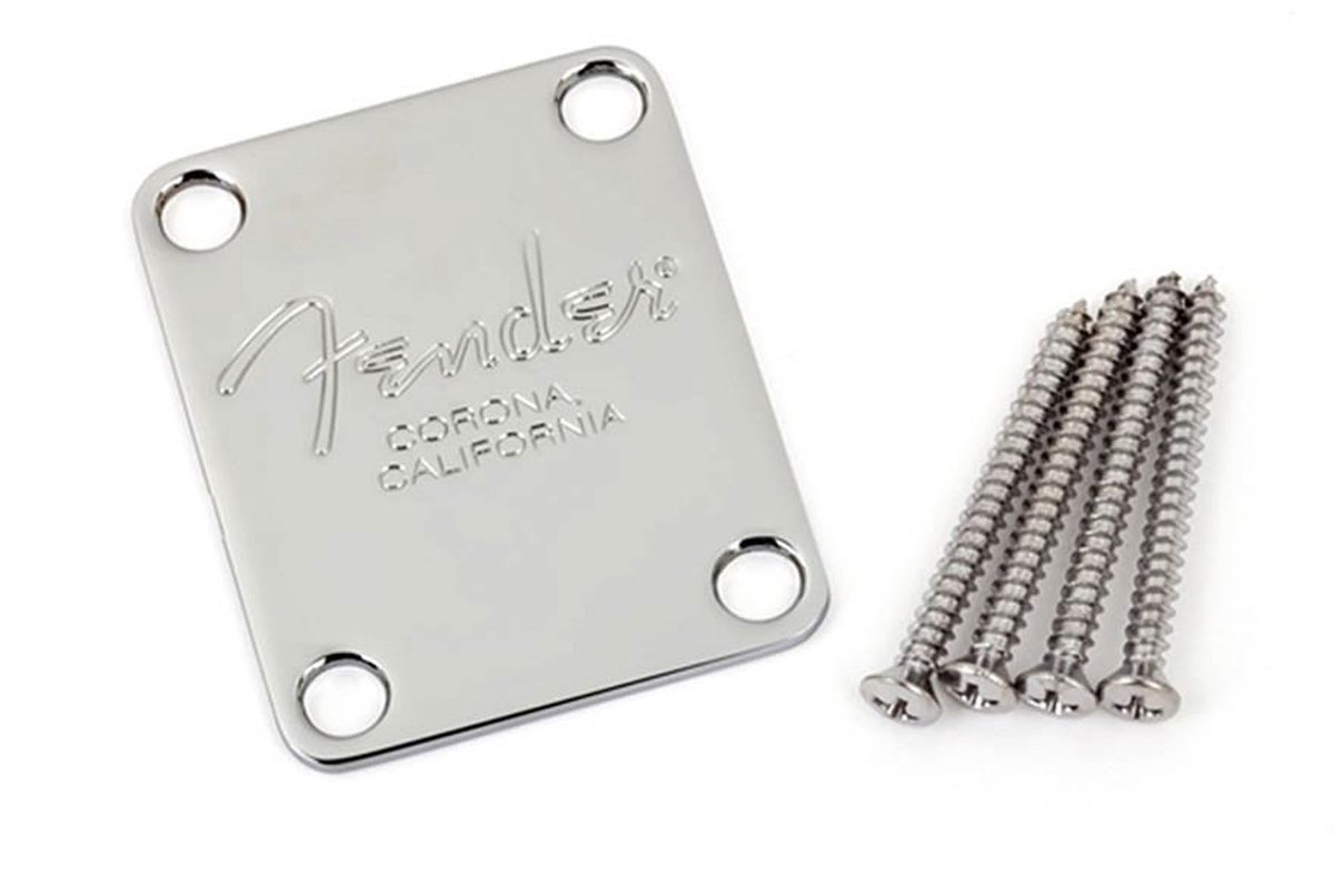 Fender Neck Plate American Standard Bass, chrom - Gitaaronderdeel
