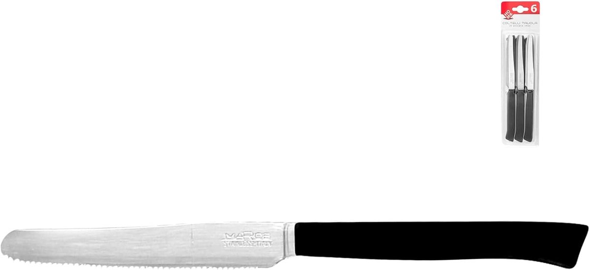 Steakmes set van 6 - 11 cm gekleurde handgrepen - roestvrij staal - perfect voor barbecue - SnelShoppen