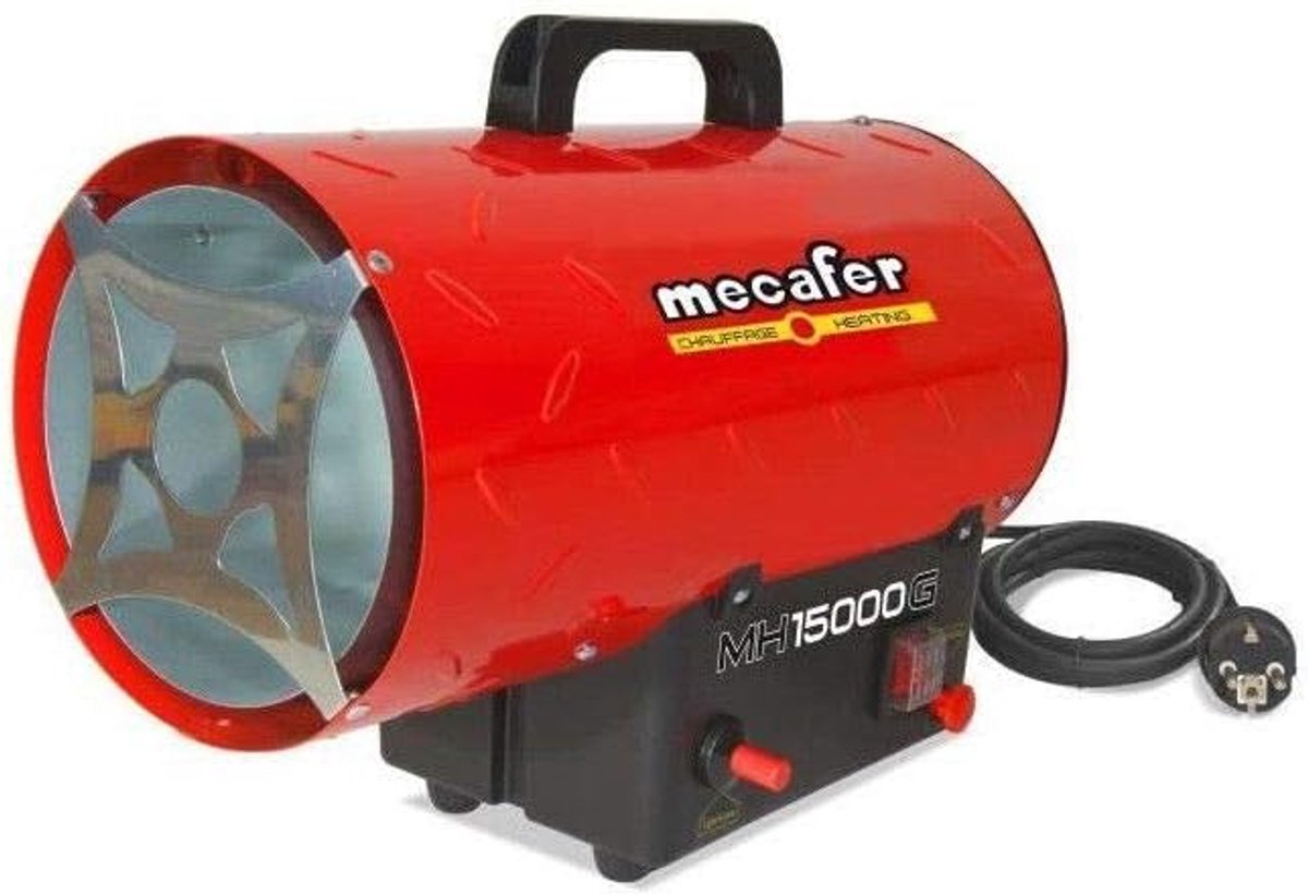 SnelShoppen - Mecafer Hittegun Gas 15 kW - Compact en Draagbaar met Butaan of Propaan - Inclusief Ventilator - Eenvoudig Te Ontsteken met Piezo - Stab