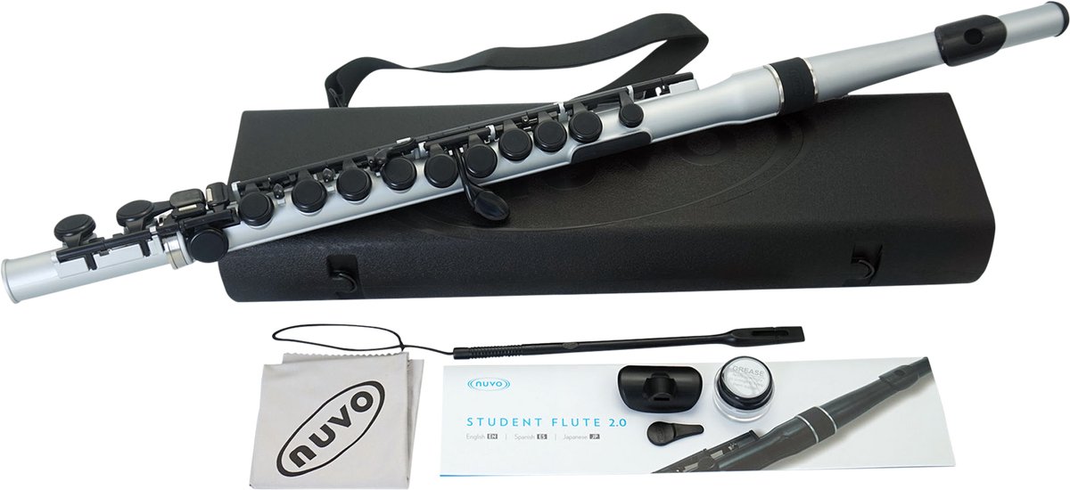 NUVO SF300FSV Student Flute 2.0 – C-stemming, 255 g, zilver, incl. blokfluitkopstuk en etui