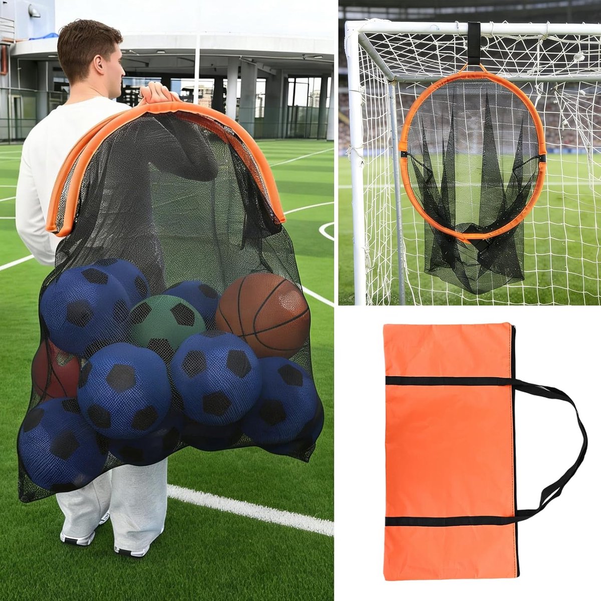 Voetbaldoelnet en tas, 2-in-1 opslag en doeldoel voor training - ShopVlot