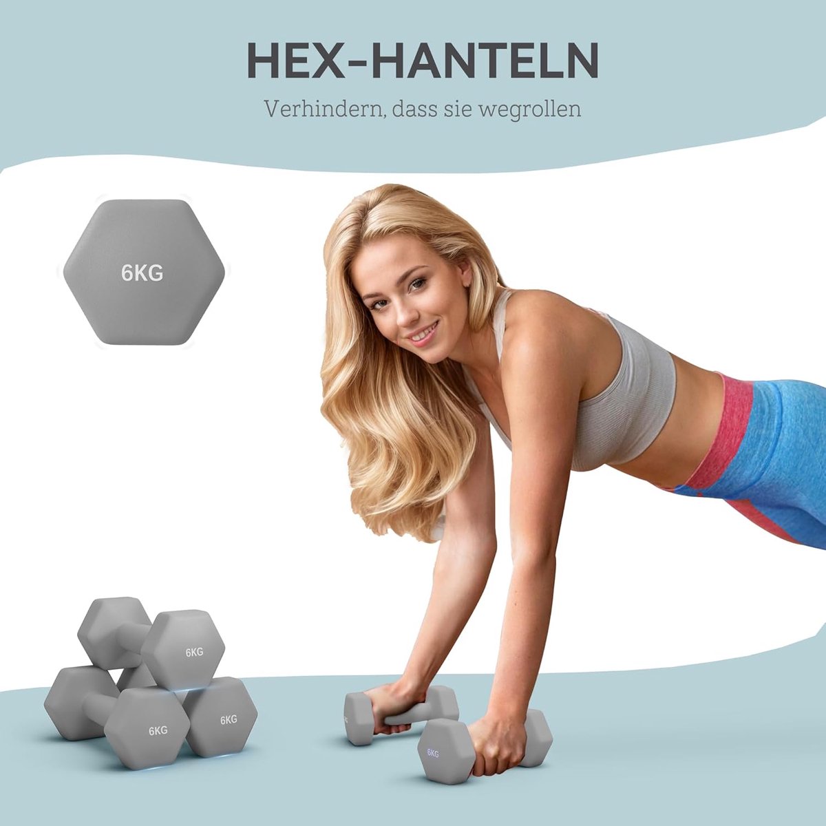Halterset, set van 2 halters met gewichten, gietijzeren korte halterset, 2 x 3/6 kg, korte halters voor mannen en vrouwen, dumbbellset voor thuis, fitnessstudio, krachttraining