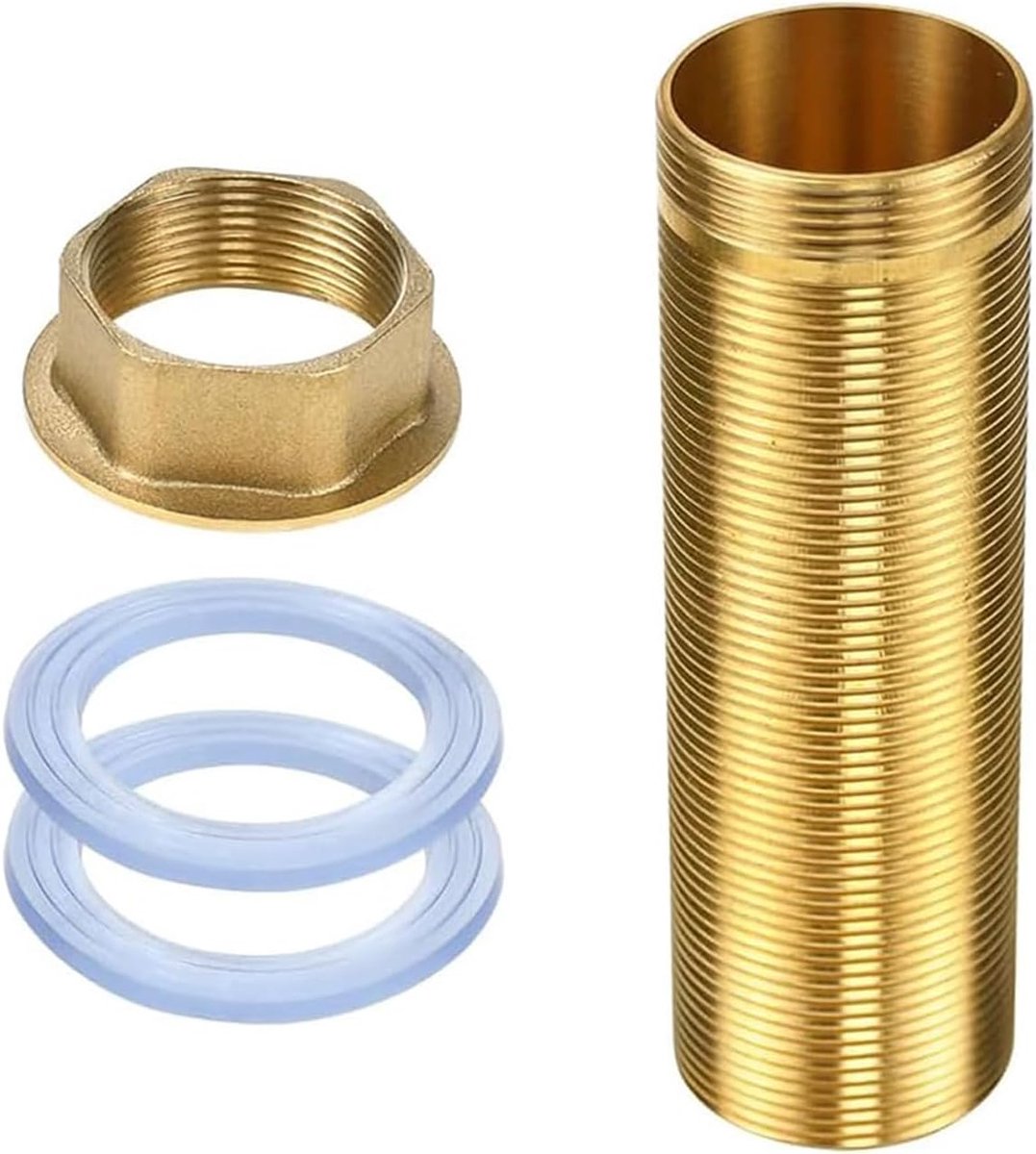 schroefdraadbuis en koperen moer, met 2 afstandhouders, 10 cm verlenging, 31,5 mm buitendiameter, reparatieset, accessoires voor warm- en koudwaterkranen