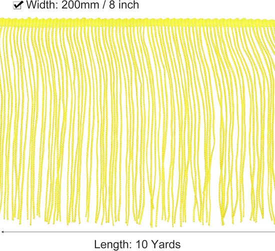 10 yards 20,4 m ketting fringen trim kwastje naaitrim polyester fringe trim lint voor doe-het-zelf naaien ambachten kleding lamp schaduw decoratie, geel — afbeelding 5