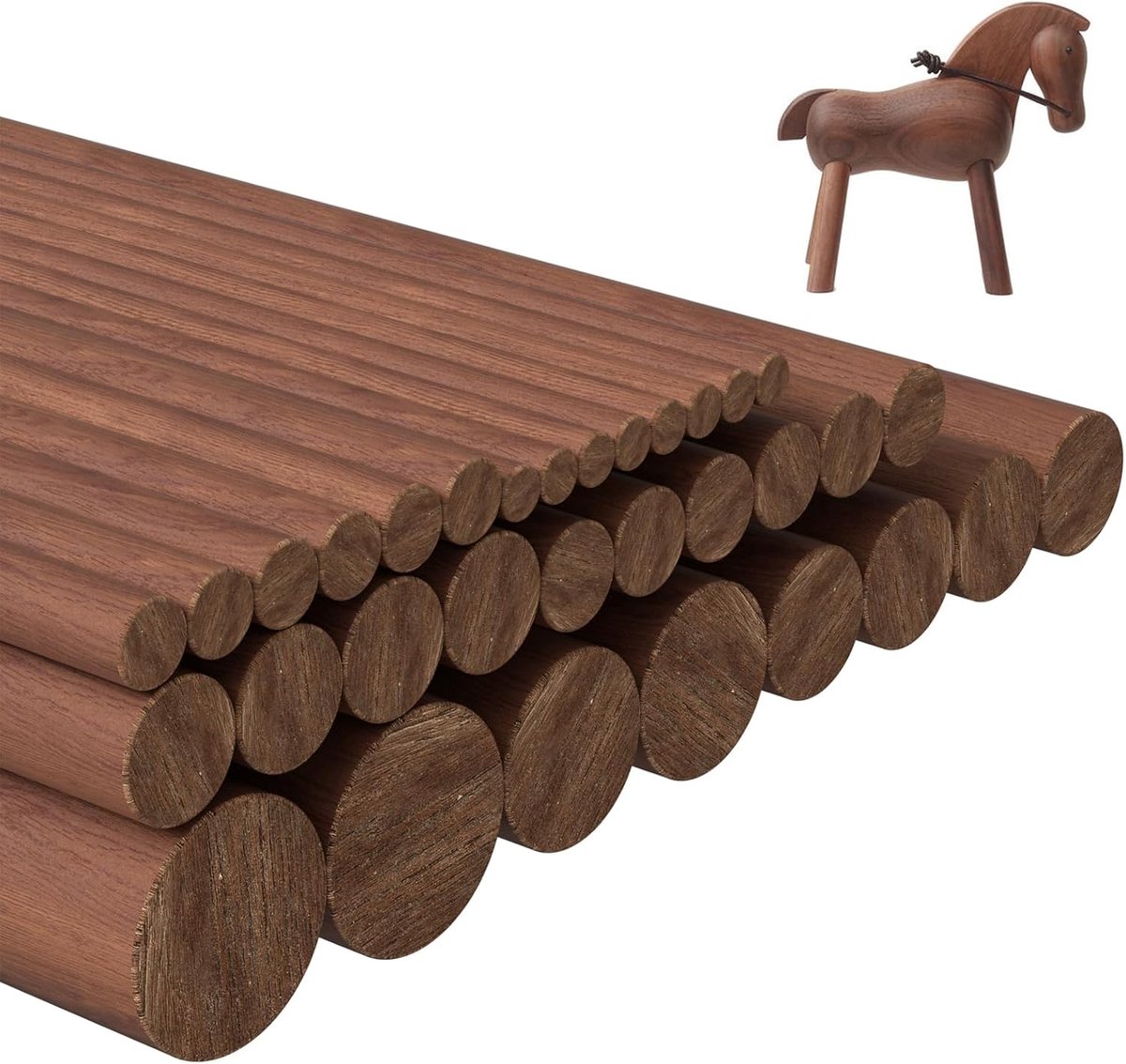 Houten deuvelstaven, ronde staven van notenhout, 150 mm lang, verschillende maten, houtsnijblokken, ronde houten staven voor modelbouw, doe-het-zelf, kluswerk