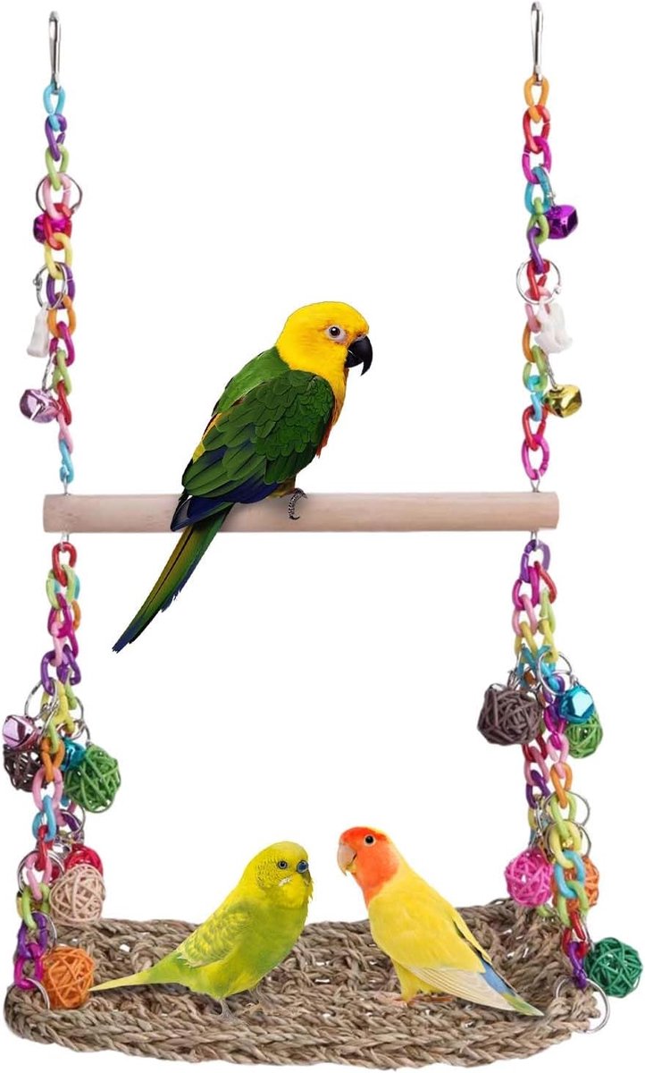 schommel, vogelkooi, schommel, vogelkooi, hangmat voor valkparkieten, parkieten, speelplaats hangend, hout, papegaaienvogelkooi speelgoed