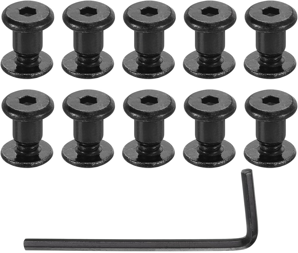 Sets schroefpalen, mannelijk M4 x 4 mm roestvrijstalen schroefklinknagels, vrouwelijk 5x5 zeskantige aandrijfbindingsschroeven riemgesp bevestigingsbouten lederen bevestigingsbouten