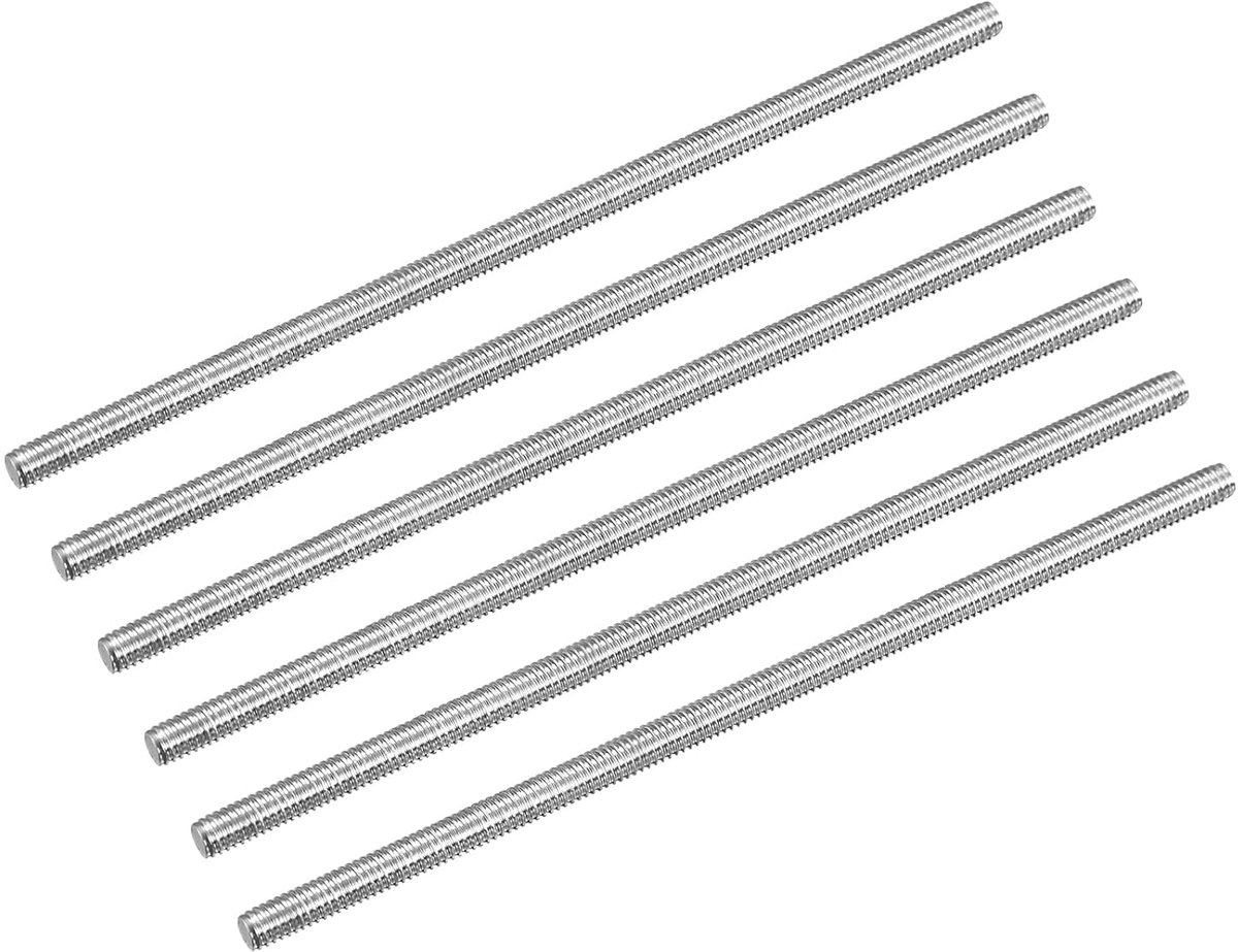 Draadstang M4 x 100 mm, schroefdraadhelling 0,7 mm, van roestvrij staal 304, rechts, 6 stuks