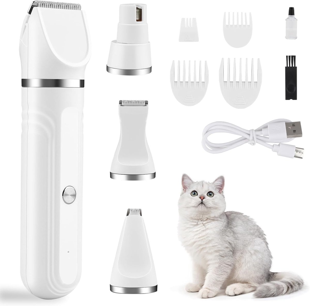 Poottrimmer voor honden, stille tondeuse, kattenset, professionele tondeuse voor katten en honden, vervilten vacht voor grote kleine katten en honden