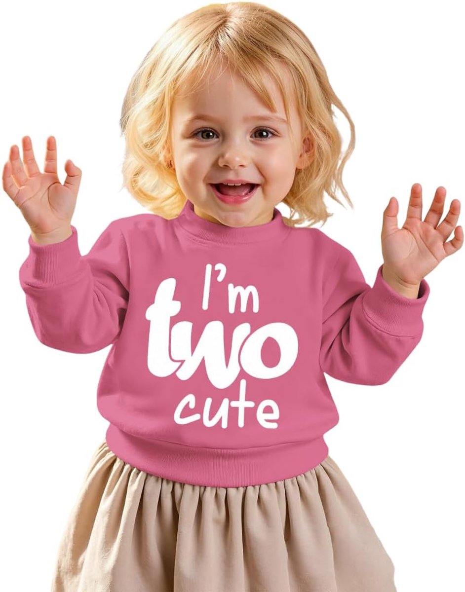 C&M WODRO 2e verjaardag sweatshirt voor meisjes I'm Two leuke printer trui tweede verjaardag trui kinderen verjaardagsfeest outfits herfst winter kinderkleding ronde hals lange mouwen