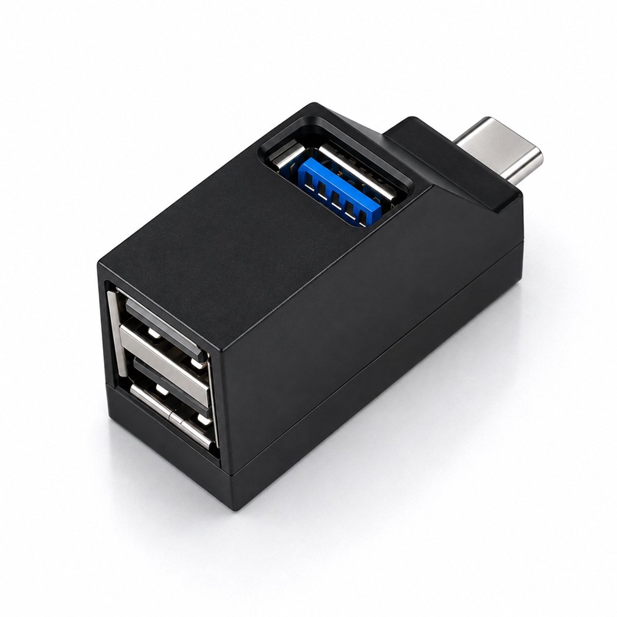 USB-C Hub – USB-C naar 3x USB-A Adapter – 1x USB 3.0 & 2x USB 2.0 – USB Splitter – Geschikt voor Laptop, Tablet & Compatibele Smartphone – Zwart