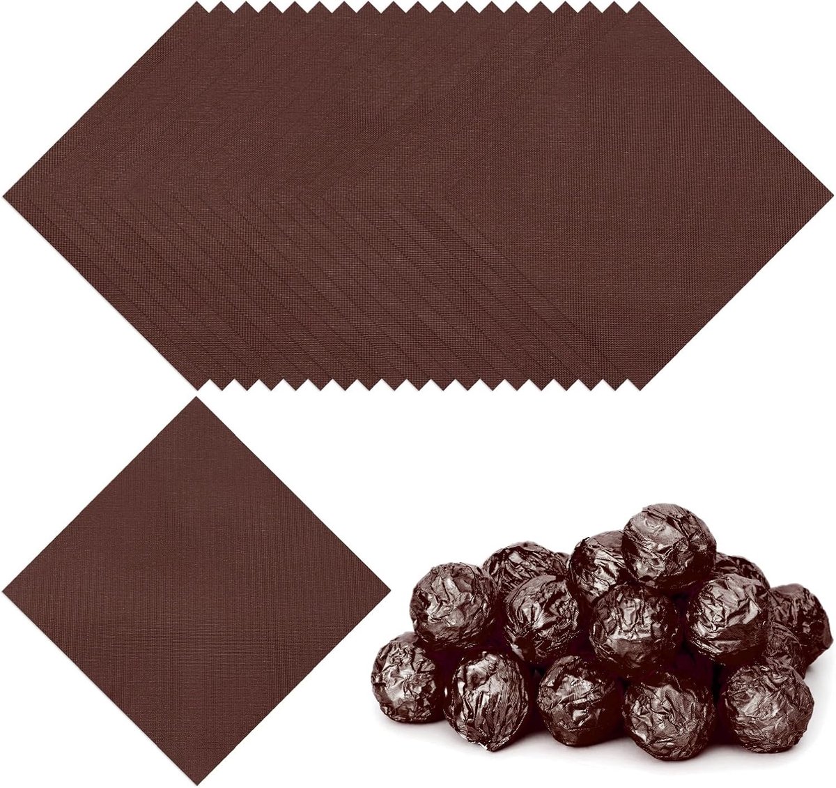 Folie Snoepwikkels 9,5 x 1,5 cm, 100 stuks vierkant fijn rooster aluminiumfolie snoep inpakpapier voor doe-het-zelf chocolade snoepjes verpakking decoratie, bruin