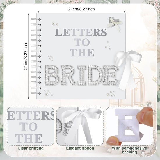 Gastenboek voor bruiloft en scrapbook, set - bruiloftsboek & fotoalbum om zelf vorm te geven, 21 x 21 cm, gastenboek, blanco, doe-het-zelf herinneringsboek voor de bruid, voor foto's en wensen, met — afbeelding 5