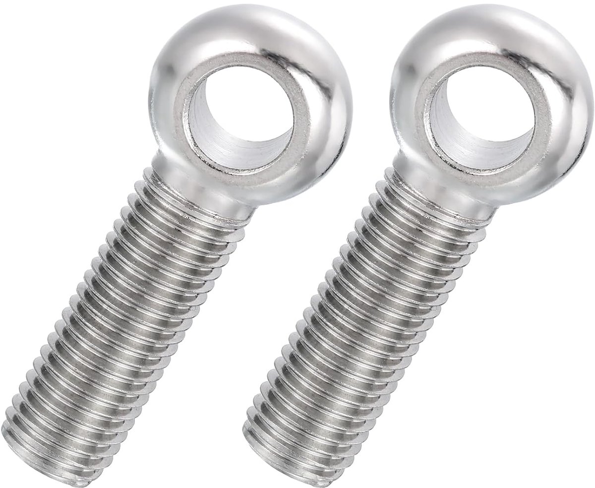 2 stuks ringschroef M20, 304 roestvrij staal oogschroef M20 x 70 mm, metrische volledige schroefdraad oogbouten, metalen oogschroef voor auto-industrie, ventielen, buizen, zilvertint