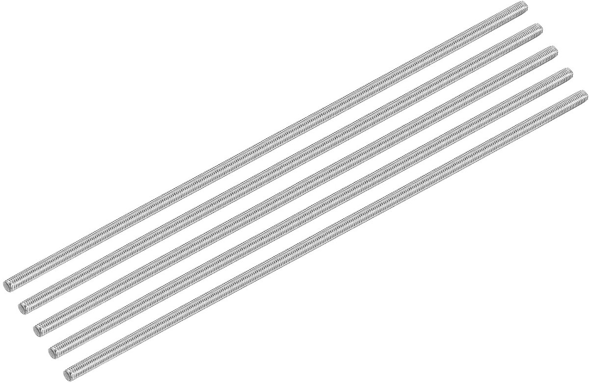10 stuks M5 x 250 mm volledige schroefdraad stang 304 roestvrij staal rechtse schroefdraad staven voor ankerbouten, klemmen, haken en U-bouten, 0,8 schroefdraadhelling