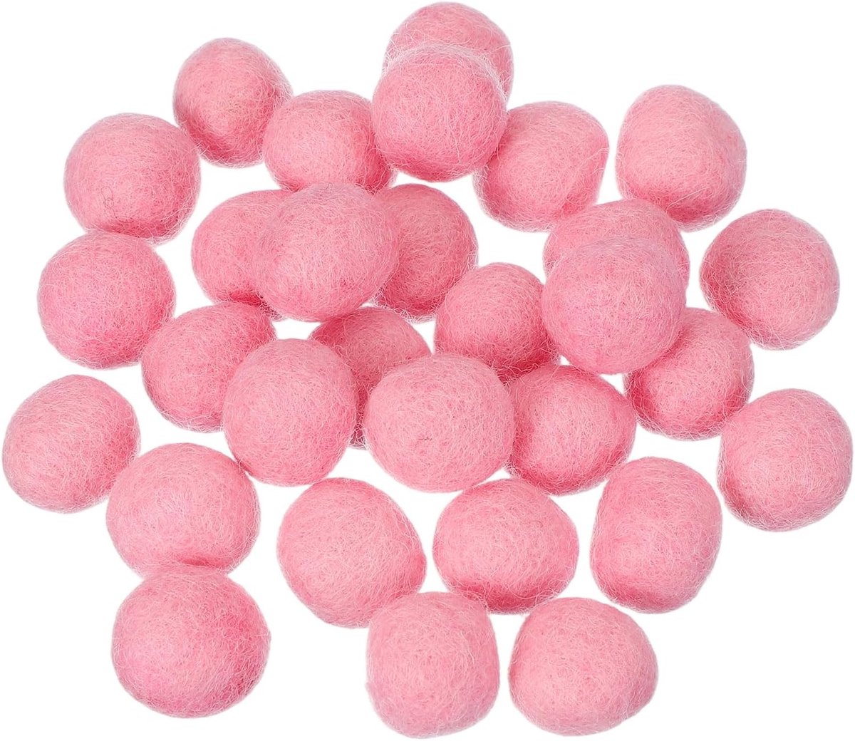 30 stuks vilten wollen ballen, kwastjes van vilt, 0,8 inch, voor handwerk, losse pomponkralen voor kinderkamer en decoratie, doe-het-zelf, kunst, roze